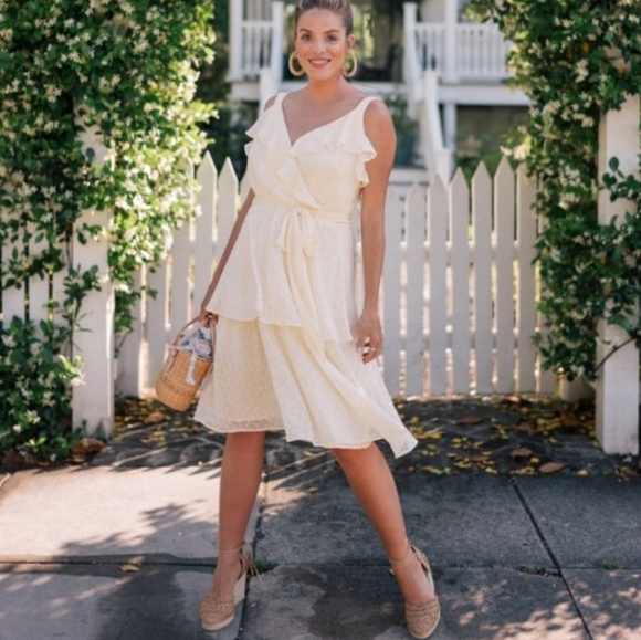 Gal Meets Glam Dresses & Skirts - Gal Meets Glam Helena Eyelet Faux Wrap Dress NWT